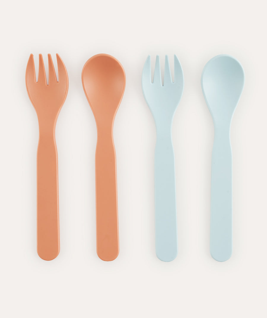 4-Pack Eco Spoons & Forks: Apricot Mix