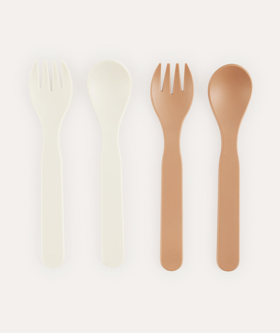 4-Pack Eco Spoons & Forks: Sand Mix