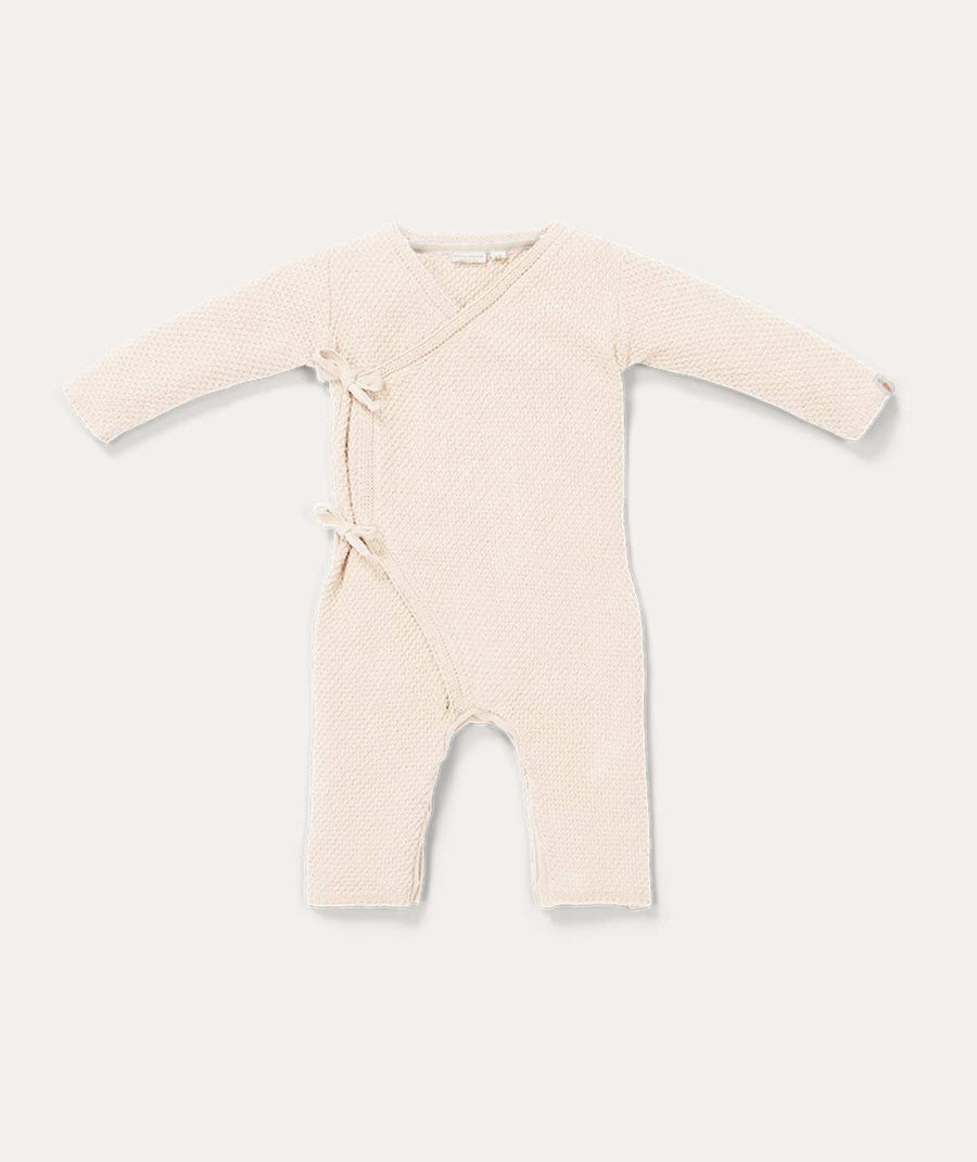 Knitted One-Piece Wrap Suit: Sand