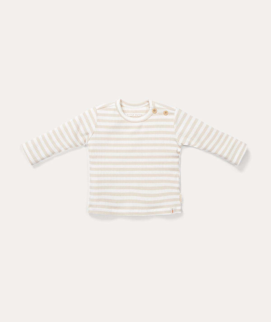 T-shirt Long Sleeves Stripe: Sand/White